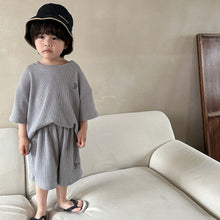 Load image into Gallery viewer, X82086TG-Summer Korean B-shaped waffle top + shorts two-piece set