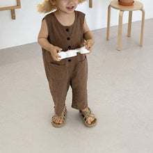 Load image into Gallery viewer, 20d355LS-2022 Korean version of boys' summer trendy style girls' Korean style cute stylish small button jumpsuit casual pants