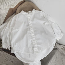 Load image into Gallery viewer, 24D529SE-Children's Korean spring new tops for boys and girls, irregular solid color, simple and atmospheric loose wide-shaped shirts