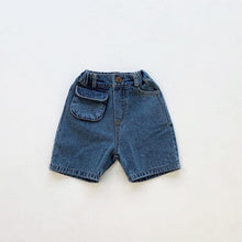 Load image into Gallery viewer, 21D311PA-Children's summer wear ins Korean version children's pants boys and girls Japanese and Korean style wide-leg retro elastic loose personality denim shorts