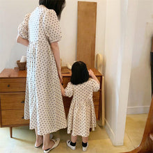 Load image into Gallery viewer, 21D801PCW-2022 Summer Korean Parent-child Clothing New Korean Polka Dot Bubble Short Sleeve Princess Casual Mother and Daughter Dress