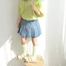 Load image into Gallery viewer, 23D256DS-Children's ins summer Korean style new skirt pants fashionable and stylish pleated personality girls denim skirt small high waist pants skirt