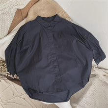 Load image into Gallery viewer, 24D529SE-Children's Korean spring new tops for boys and girls, irregular solid color, simple and atmospheric loose wide-shaped shirts