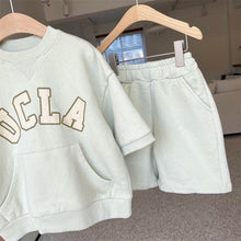 Load image into Gallery viewer, 24D696TG-Korean version ins children's summer fashion new suit boys and girls Korean style casual letter short-sleeved shorts two-piece suit
