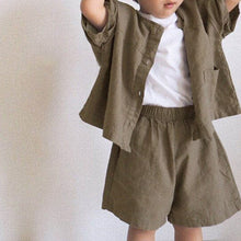 Load image into Gallery viewer, 23D413TG-Korean version ins children's summer new fashion loose imitation cotton and linen retro style shirt shorts boys and girls suit