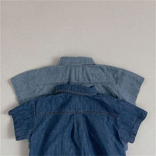 Load image into Gallery viewer, 24D1059TG-Korean version ins infant boys and girls short-sleeved denim shirt shorts suit summer fashion two-piece suit