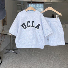 Load image into Gallery viewer, 24D696TG-Korean version ins children's summer fashion new suit boys and girls Korean style casual letter short-sleeved shorts two-piece suit