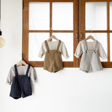 Load image into Gallery viewer, 23D257LS-2022 children's summer new jumpsuit simple stylish casual adjustable button boys and girls bib shorts