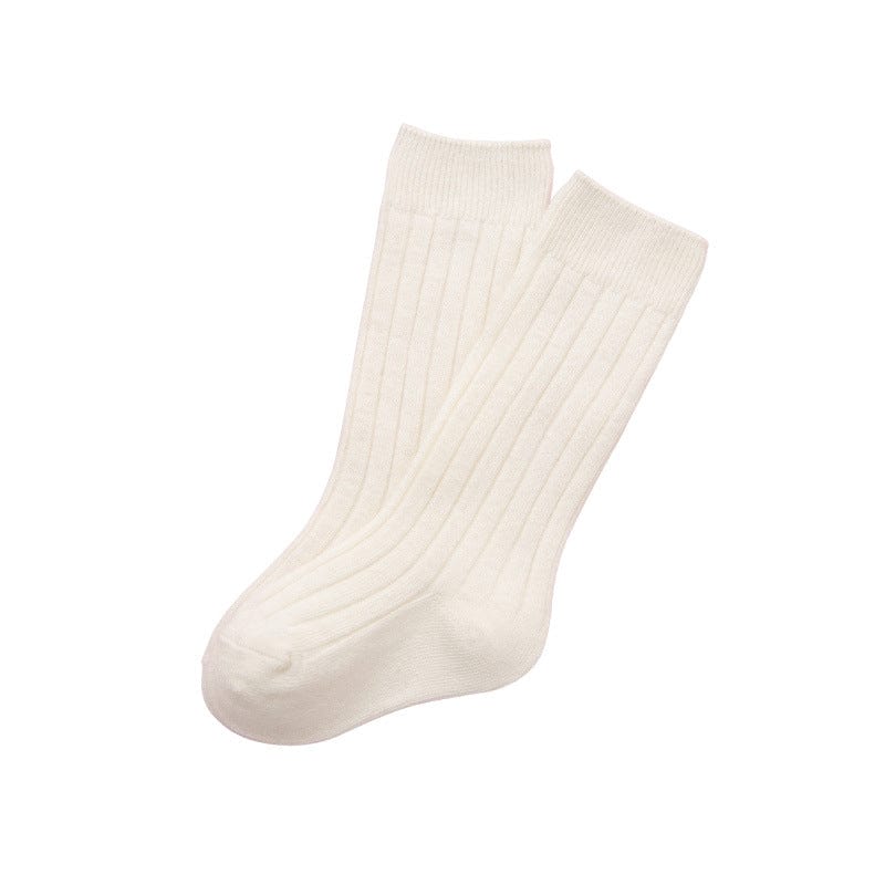 WH122101AC-Combed cotton solid color double needle breathable knee socks