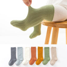 Load image into Gallery viewer, WH122101AC-Combed cotton solid color double needle breathable knee socks
