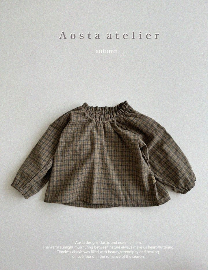 <台灣館>AT24A021-Aosta秋款Lecheek 格紋襯衫 (Lecheek Blouse)【正韓】