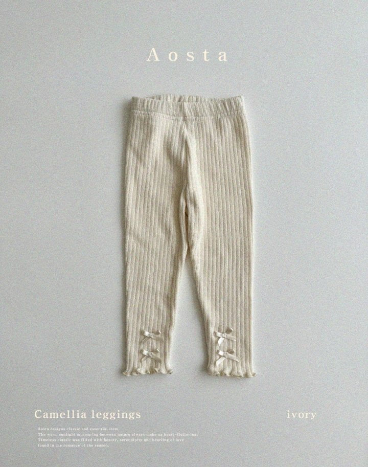 <台灣館>AT24A006-Aosta秋款👖 **山茶花綁帶打底褲 (Camellia Leggings)**【正韓】