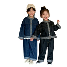 Load image into Gallery viewer, QW240029SE-Autumn children&#39;s denim jacket &amp; wide-leg pants
