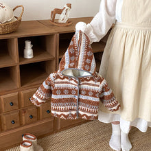 Load image into Gallery viewer, ZDW5108SE-冬季加絨復古提花連帽外套
