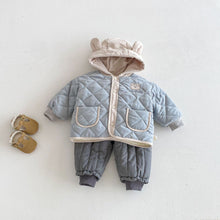 Load image into Gallery viewer, ZDW5241SE-冬季加厚絎線小熊連帽棉服外套
