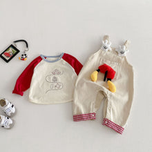 將圖片載入圖庫檢視器 ZCK6105LS-春季立體玩偶背帶褲&amp;刺繡拼袖上衣
