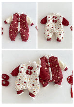 將圖片載入圖庫檢視器 ZDL5682LS-冬季嬰幼兒喜慶中國風拼色加絨連體衣
