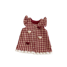 將圖片載入圖庫檢視器 ZDQ5615DS冬季千鳥格拜年洋裝｜愛心加絨裙
