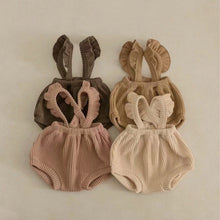 Load image into Gallery viewer, Y5404LS-Adjustable wood ear ribbed bib pants + headband + hat 
