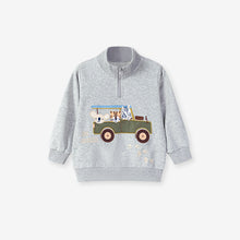 Load image into Gallery viewer, c071SE-Little maven歐美秋季高領拉鍊拼布刺繡動物上衣&amp;口袋長褲
