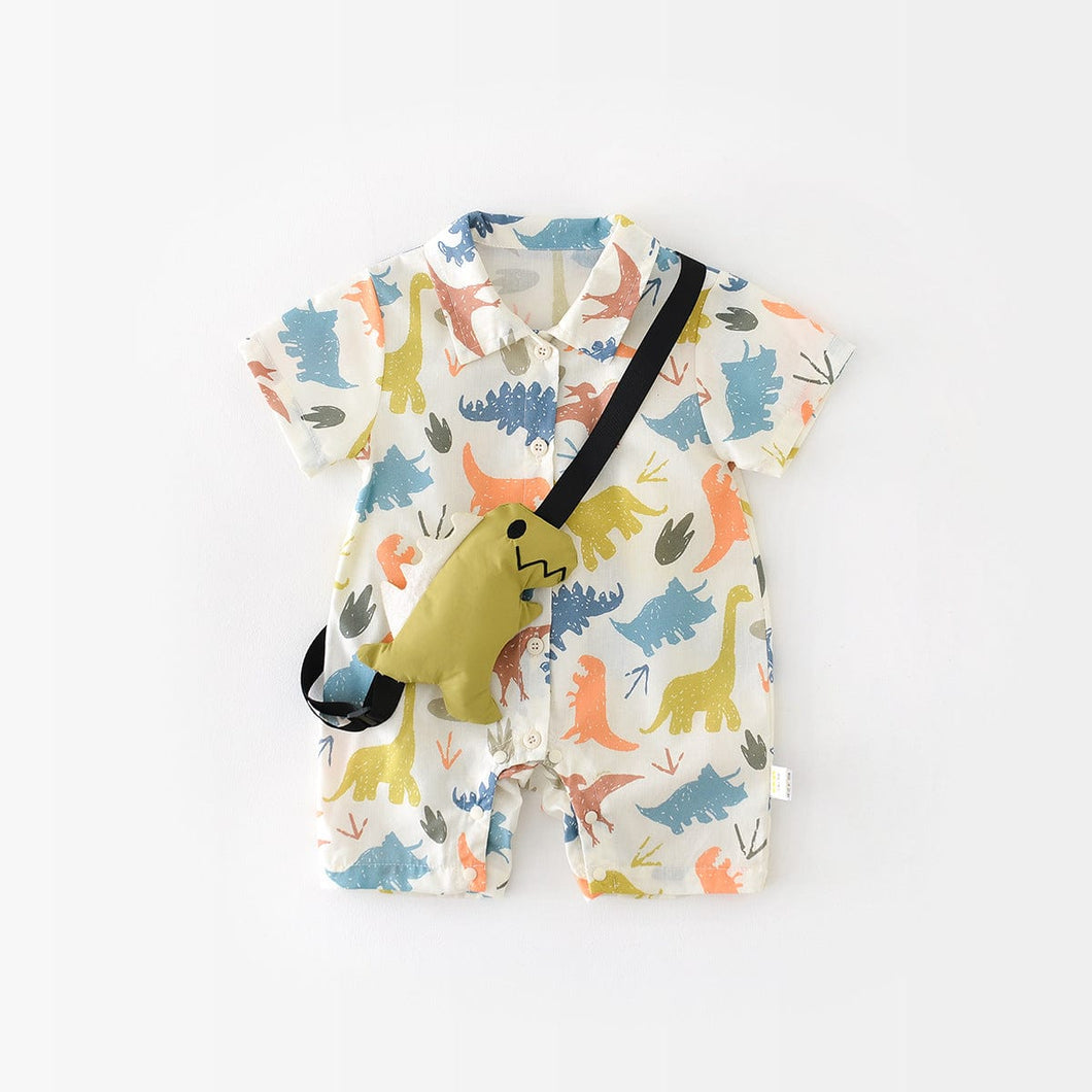 92778LS-Summer short-sleeved dinosaur crawling suit + doll [wishing style]