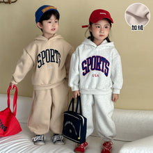 Load image into Gallery viewer, DZ250589TG-秋冬季韓版加絨連帽運動休閒兩件套裝
