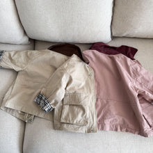 將圖片載入圖庫檢視器 CW260879SE-春秋季格子捲邊寬鬆外套
