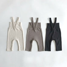 將圖片載入圖庫檢視器 Y9614LS-春季嬰兒細坑條背帶高腰護肚連身褲
