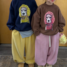 將圖片載入圖庫檢視器 2025D218SE-冬季韓版加厚頭巾狗狗印花休閒圓領上衣
