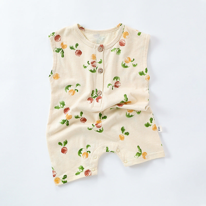 D24330LS-Summer thin Nordic style baby short-sleeved cotton crawling clothes 