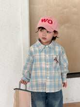 將圖片載入圖庫檢視器 CC260820SE-春秋季刺繡小馬格紋長袖襯衫
