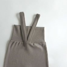 將圖片載入圖庫檢視器 Y9614LS-春季嬰兒細坑條背帶高腰護肚連身褲
