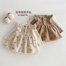 Load image into Gallery viewer, ZDQ5273LS-冬季加絨飛袖刺繡連衣裙&amp;針織上衣
