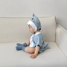 Load image into Gallery viewer, 51401LS-Summer Korean shark shape short-sleeved hooded sweater 
