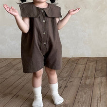 Load image into Gallery viewer, 25D832LS-Summer Korean version of small and medium-sized children&#39;s large lapel sleeveless loose casual jumpsuit 
