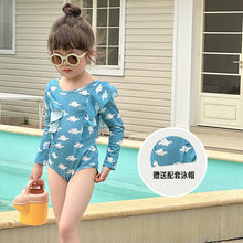 將圖片載入圖庫檢視器 61803LS-夏季女童長袖防曬卡通白鴿泳裝(送泳帽)
