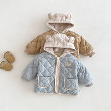 Load image into Gallery viewer, ZDW5241SE-冬季加厚絎線小熊連帽棉服外套
