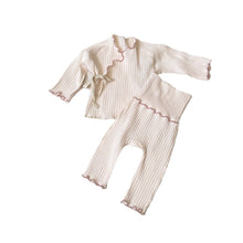 Load image into Gallery viewer, Y8431LS-Autumn wear type a cotton dimpled wood ear edge long-sleeved monk clothing + high waist belly protection pants + hat cover 
