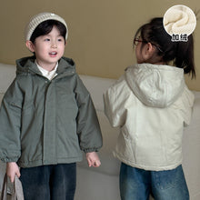 將圖片載入圖庫檢視器 DM250637SE-冬季加絨燈芯絨連帽保暖棉服外套
