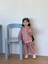 將圖片載入圖庫檢視器 CZ260891TG-條紋連帽運動休閒兩件套
