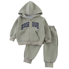 將圖片載入圖庫檢視器 CZ260863TG-春秋季復古字母連帽休閒兩件套
