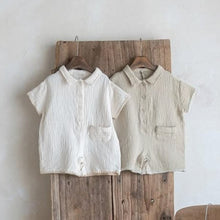 Load image into Gallery viewer, Y9563LS-Summer pure cotton breathable soft waxy wrinkled cotton crawling clothes 
