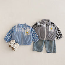 將圖片載入圖庫檢視器 ZCW6181SE-春季笑臉格紋拼接外套
