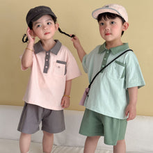 將圖片載入圖庫檢視器 XZ260935TG-夏季｜POLO休閒｜短褲套裝
