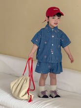 將圖片載入圖庫檢視器 XQ260928TG-夏季｜牛仔短袖｜兄妹套裝
