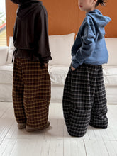 將圖片載入圖庫檢視器 2025D17PA-秋冬季韓版格紋加絨休閒寬鬆闊腿褲
