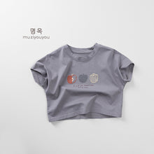 將圖片載入圖庫檢視器 25075SE-夏季韓版兒童短袖休閒蘋果印花T
