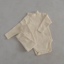 Load image into Gallery viewer, Y8453LS-Autumn A-type cotton mid-neck bodysuit + high waist belly protection leggings + hat set 
