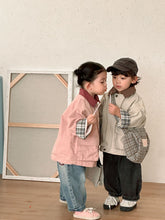 將圖片載入圖庫檢視器 CW260879SE-春秋季格子捲邊寬鬆外套
