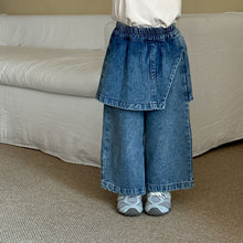 將圖片載入圖庫檢視器 DK250688PA-秋冬季抓絨假兩件牛仔款褲
